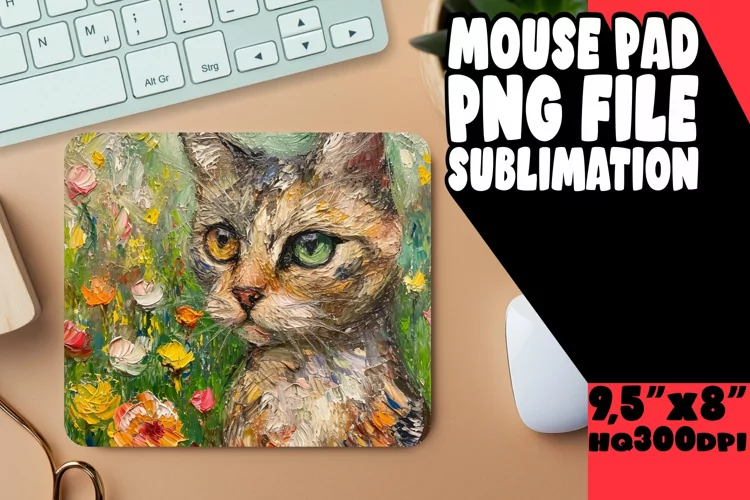 Cheerful Cat Print Desk Mat