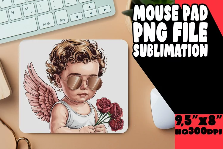 Bright Desk Pad Sublimation Design, Cupid