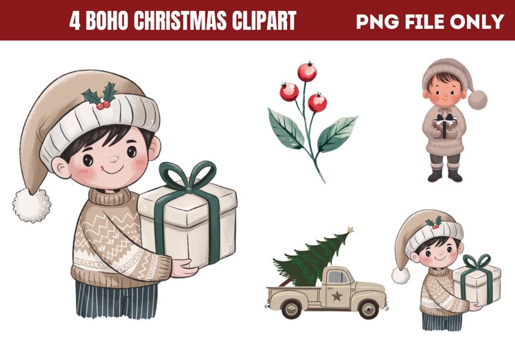 Boho Christmas Clipart