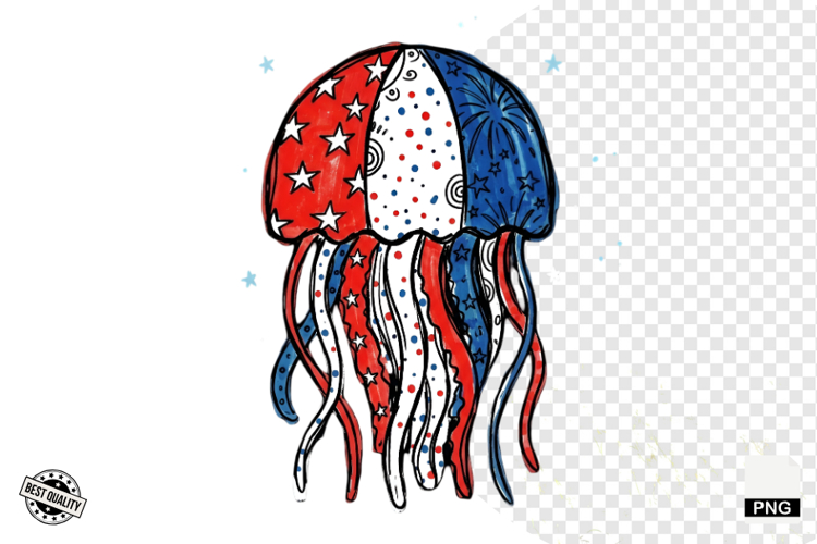 4th of July Undersea Life Clipart example image 1