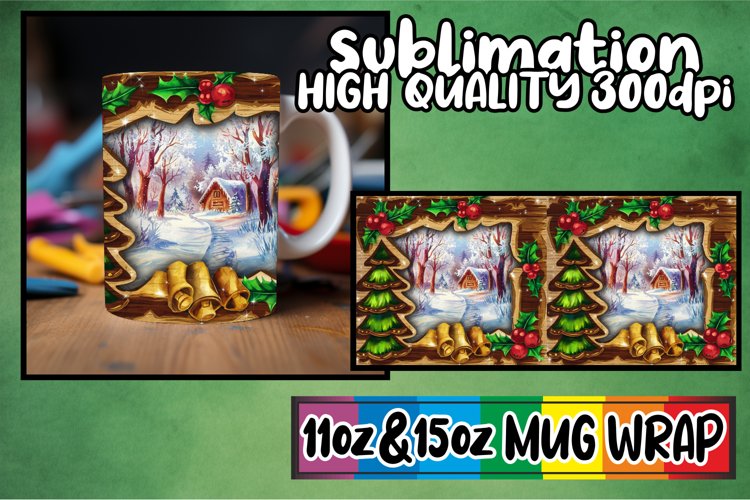 Joyous memories 11oz 15oz mug wrap, Christmas example image 1