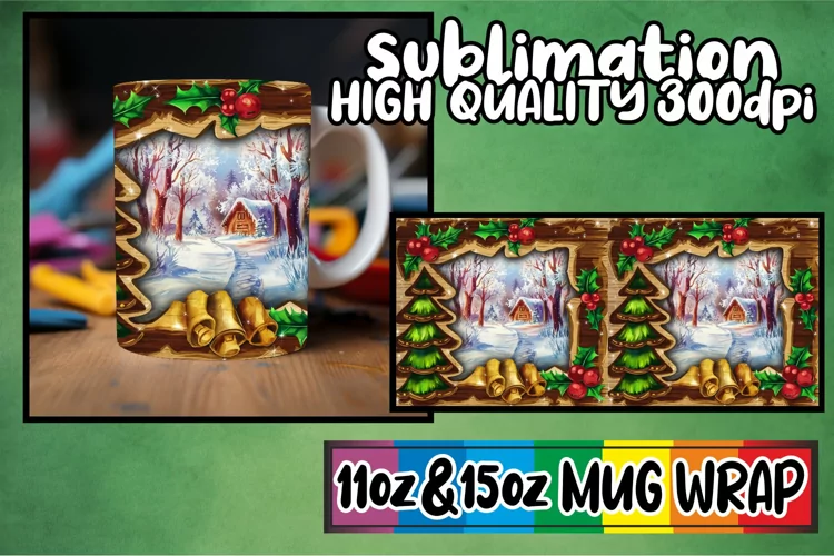 Joyous memories 11oz 15oz mug wrap, Christmas