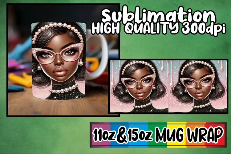 Inspiring mornings 11oz 15oz sublimation wrap, Afro Girl