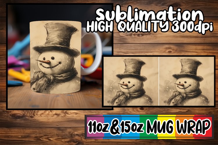 Festive Holiday Snowman Mug Wrap - Winter Joy example image 1