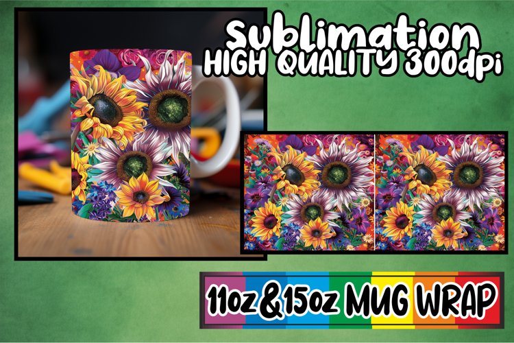 Vibrant Floral Elegance Mug Design 11oz/15oz example image 1