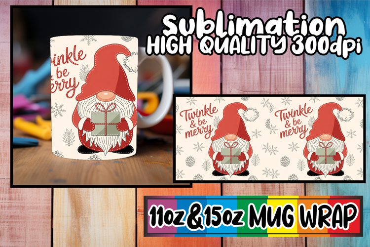 Bright beginnings sublimation mug wrap, Holiday Gnome