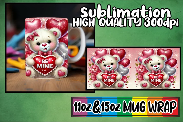 Whimsical charm 11oz 15oz mug wrap, Valentines
