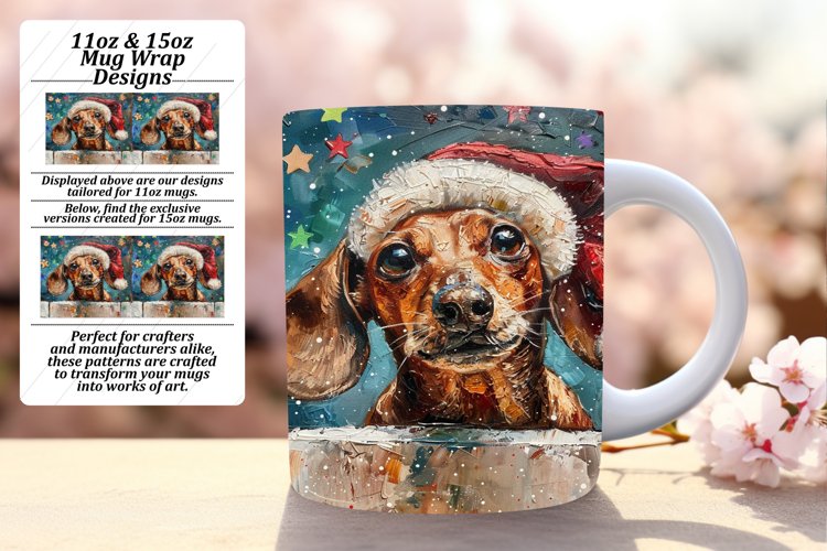 Holiday Winter Design Peeking Dog Mug Wrap Sublimation 11oz