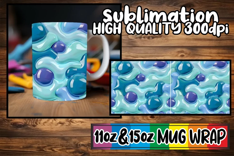 Colorful Inflated Delight: Sublimation Mug Wrap 11oz/15oz
