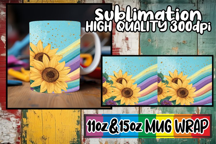 Bright smiles 11oz 15oz mug wrap, Flower
