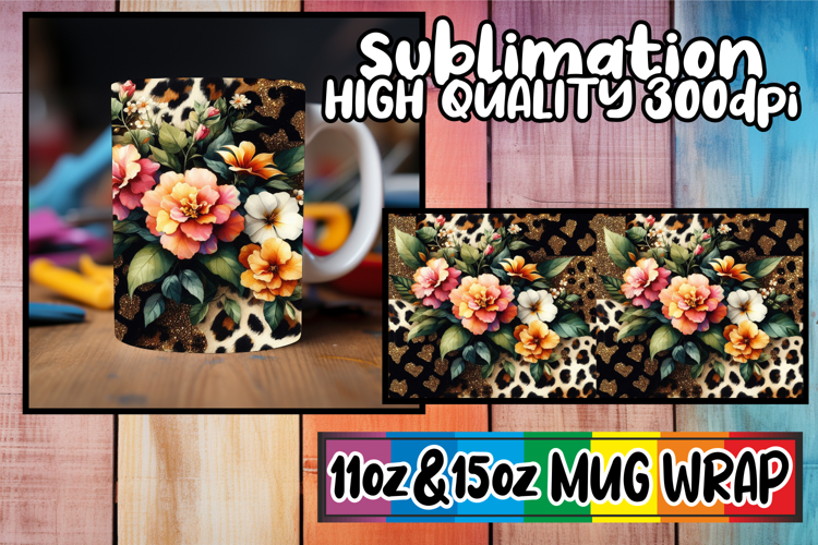 Whimsical mornings 11oz 15oz sublimation wrap, Leopard Print