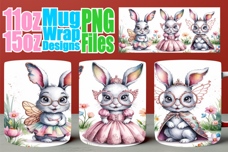 Radiant moments sublimation mug wrap, Easter Bunny example image 1