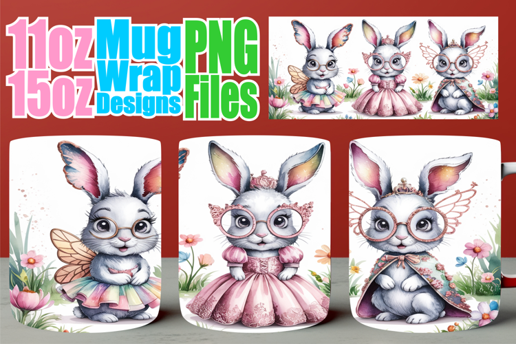 Radiant moments sublimation mug wrap, Easter Bunny