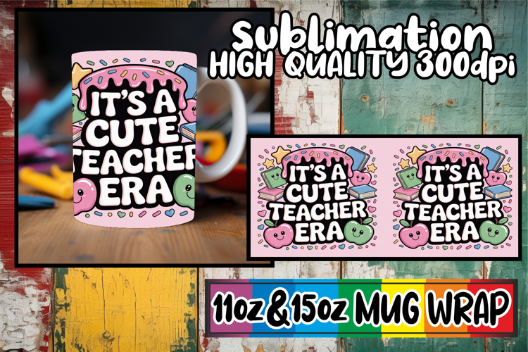 Vibrant hues 11oz 15oz mug wrap, Teacher