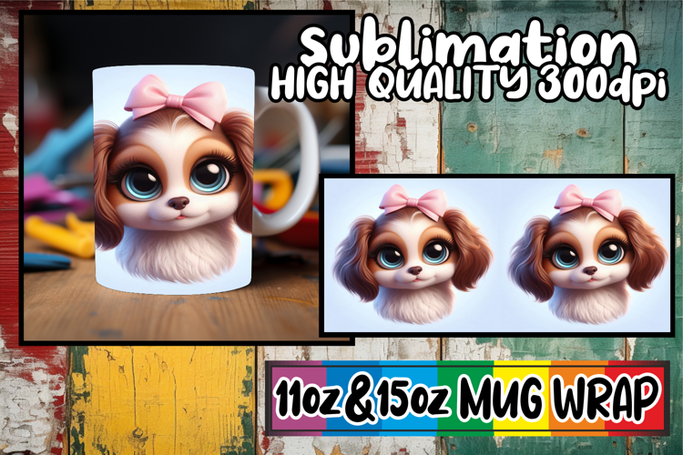 Radiant mornings sublimation mug wrap, 3D Dog