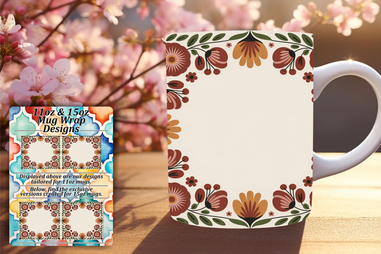 ELEGANT PNG for 15oz Mug Wrap , Flowers