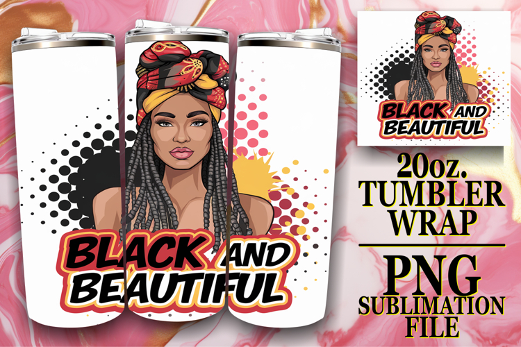 Bright Mornings 20oz tumbler wrap, Black Woman