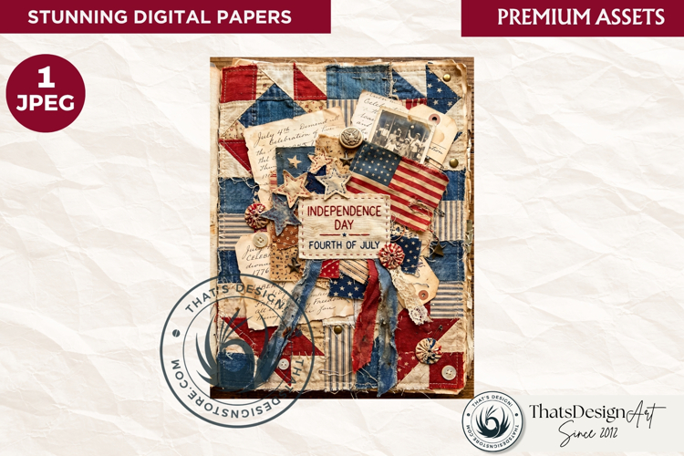 Vintage Patriotic 4th of July Junk Journal digital paper