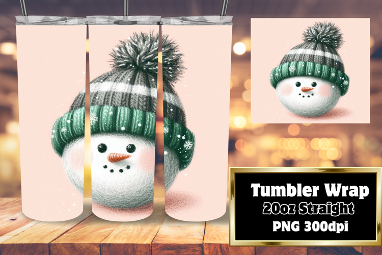 BEAUTIFUL 20oz Tumbler Wrap PNG , Snowman