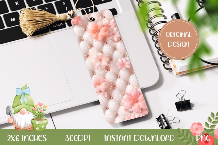 Glitter Bookmark Design, Flowers Bookmark Template