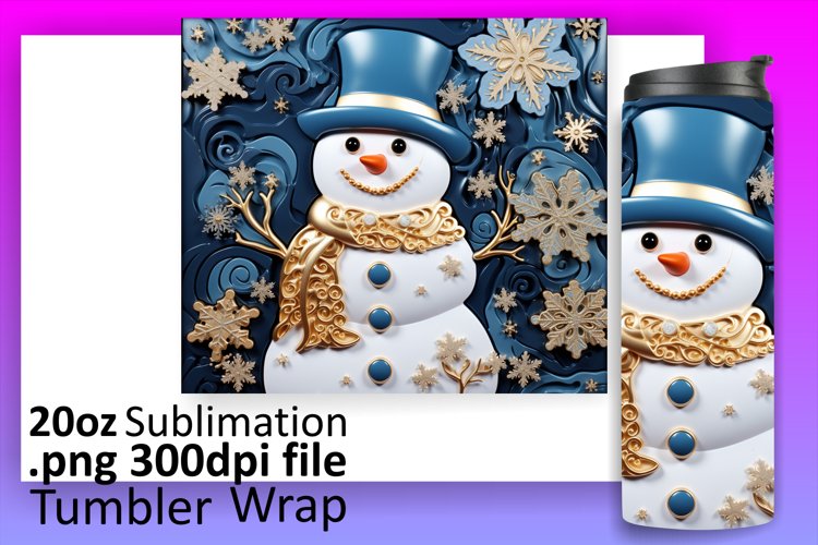 Festive 3D Snowman Patterns: Holiday Tumbler Wrap