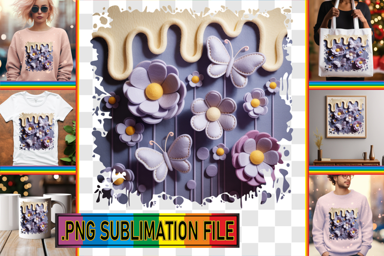 Cheerful TSHIRT Designs PNG, 3D Flowers