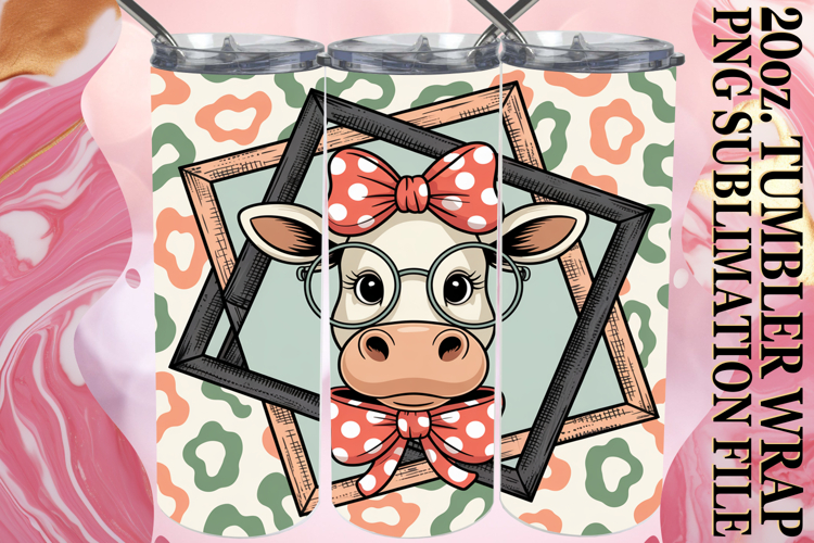 SERENE MOMENTS 20oz TUMBLER WRAP, Cute Cow