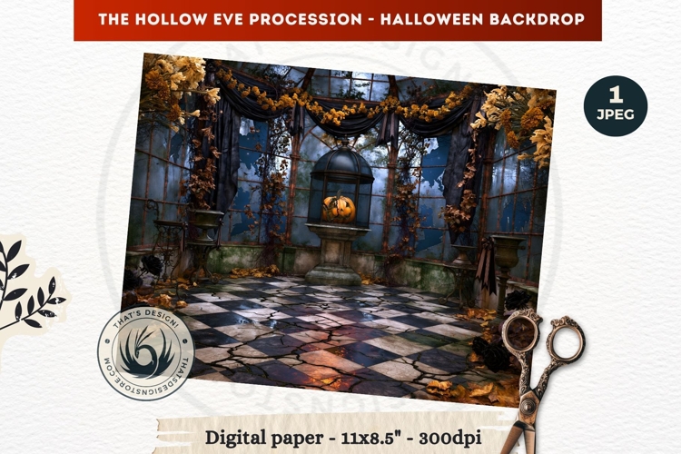Gothic Halloween background - Hollow Eve Procession Backdrop