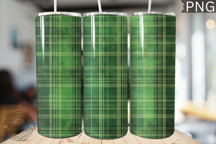 Green Plaid Tumbler Wrap - High Quality 300 Dpi