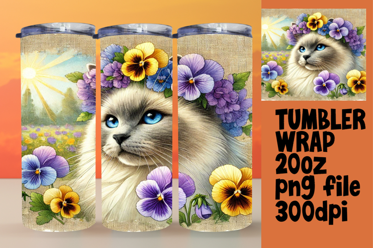 DYNAMIC 20oz Tumbler PNG Artwork , Cute Cat