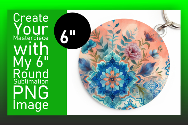 Sophisticated Round Design Keychain Art , Watercolor Patter