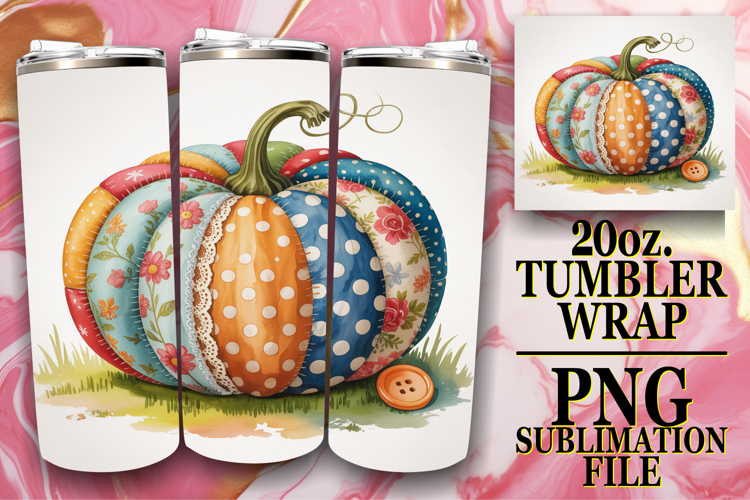 Joyful journeys 20oz tumbler wrap, Pumpkin Watercolor