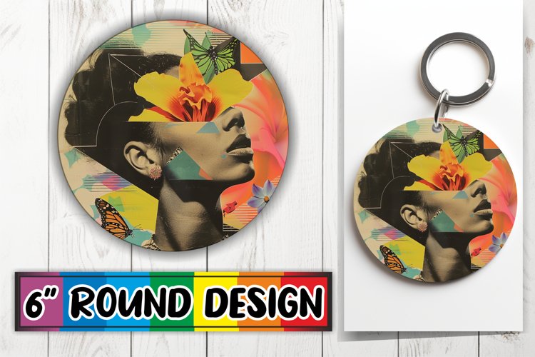 Artistic Black Woman Round Design Abstract Sublimation PNG example image 1