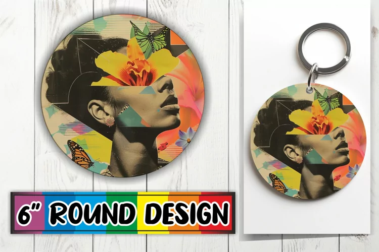 Artistic Black Woman Round Design Abstract Sublimation PNG