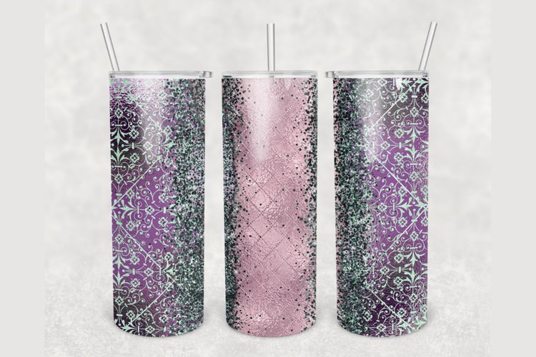 Add Your Name Purple glitter silk 20 oz tumbler sublimation