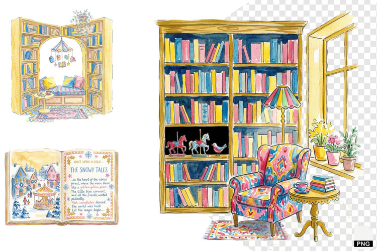 Winter Inside Library Clipart example image 1