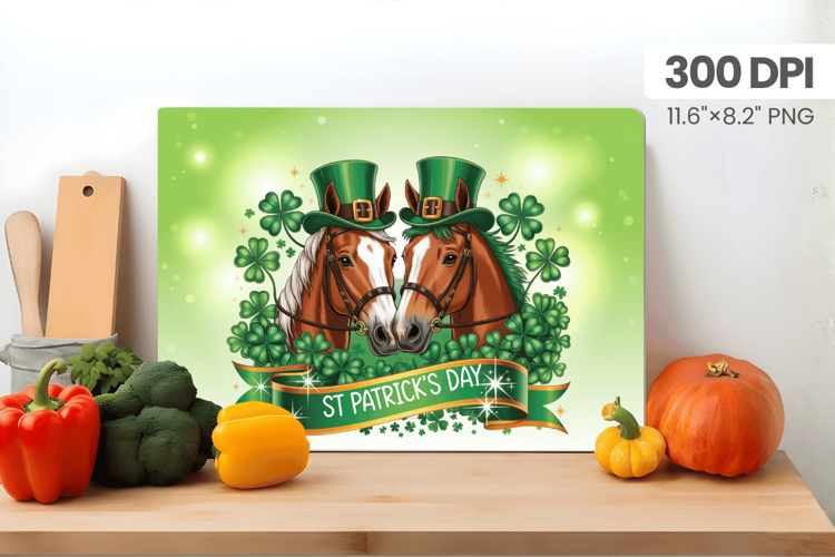 Irish St Patrick’s Day Lucky Horses Cutting Board PNG Sublim