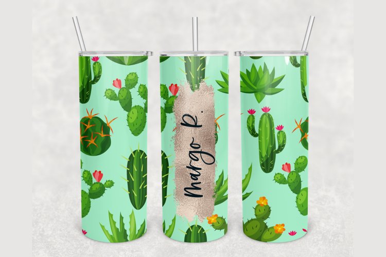 Personalized Cactus Succulent 20 oz skinny tumbler