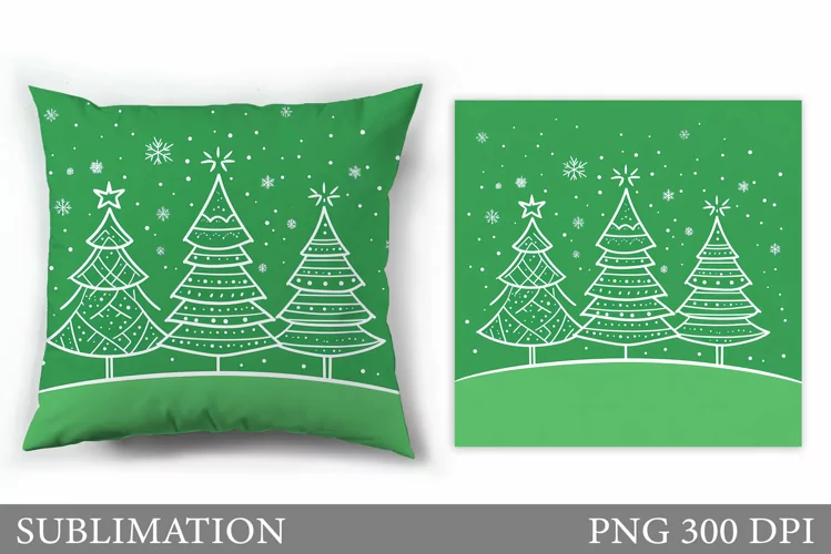 Christmas Tree Pillow Design. Christmas Tree Sublimation