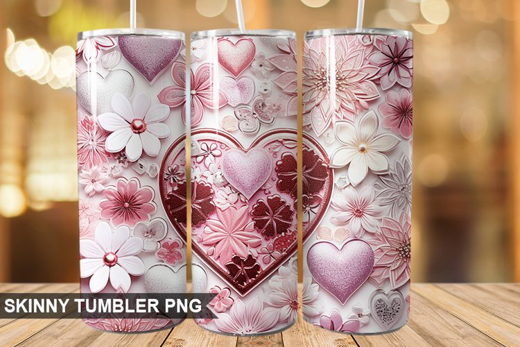 3D Valentines Day Tumbler Design | Sublimation Wrap 20 Oz