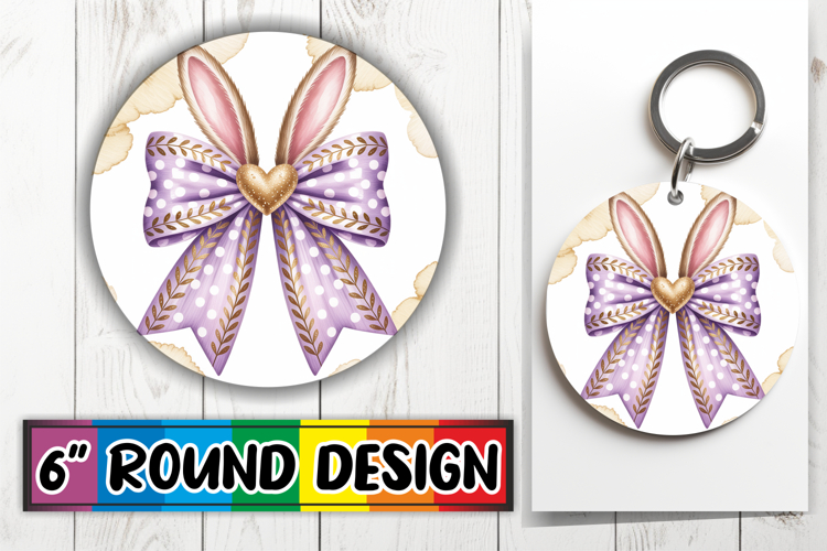 Heartfelt Keychain Circle PNG, Easter Bow