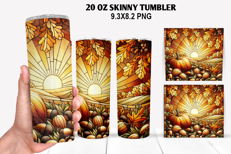 Pumpkins Skinny Tumbler 20oz Wrap Design, Halloween Tumbler