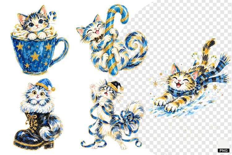 Christmas Cats Clipart example image 1