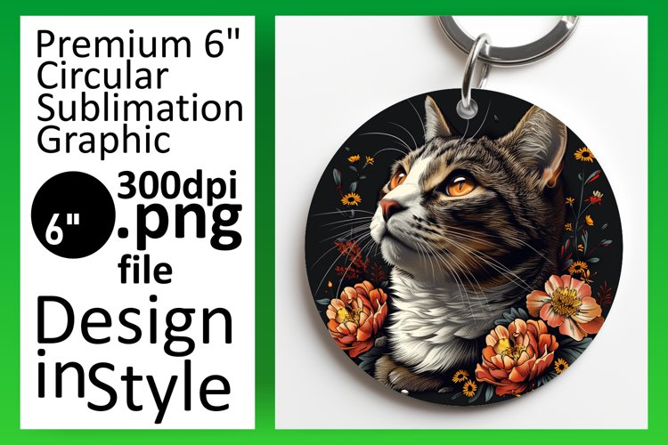 Amusing Cat Joy Sublimation Circle Design Keychain