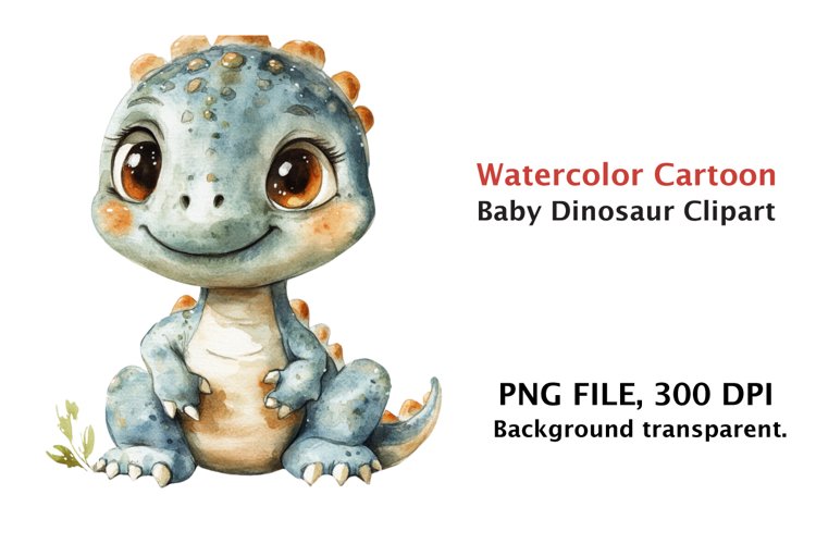 Watercolor Cartoon Baby Dinosaur Clipart png, Watercolor
