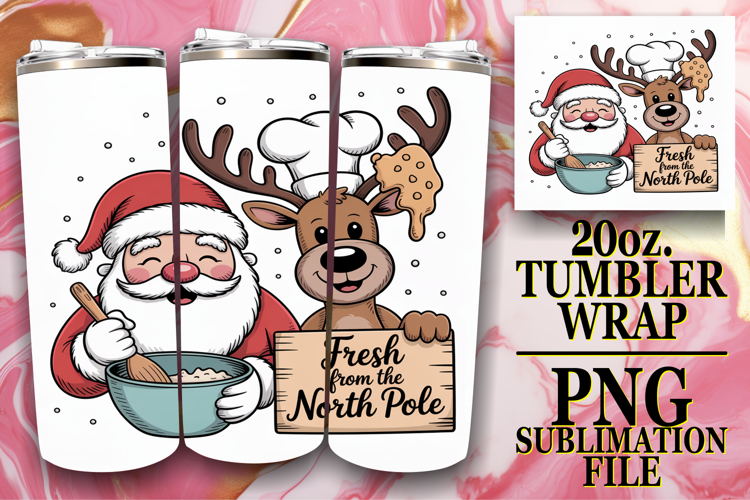 Cheerful Reflections 20oz tumbler wrap, Funny Santa