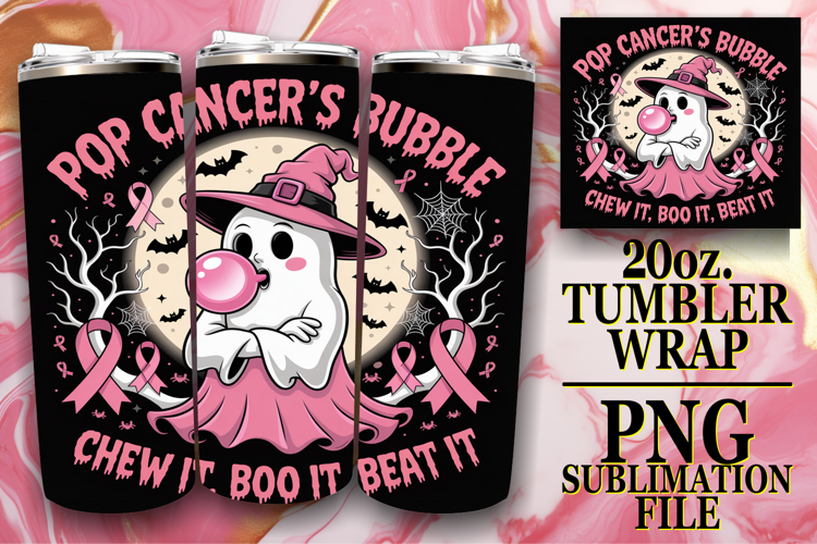 Joyful Inspirations 20oz tumbler wrap, Ghost Cancer