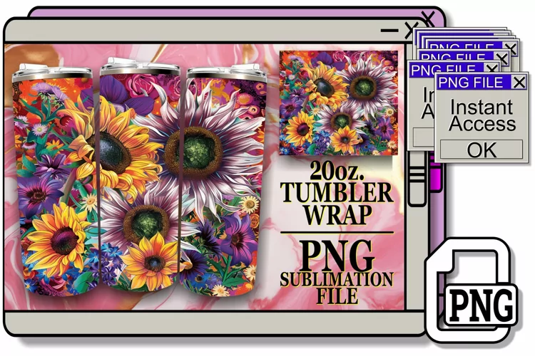 Bold Abstract Flower Wrap for 20oz Tumbler