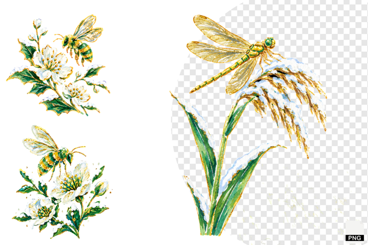 Winter Insect Garden Clipart