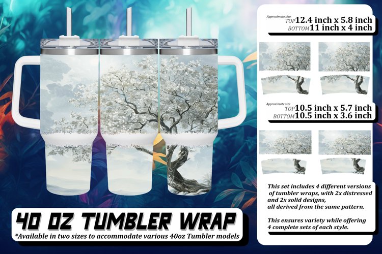 Playful Watercolor Tree Tumbler Design - 40oz
